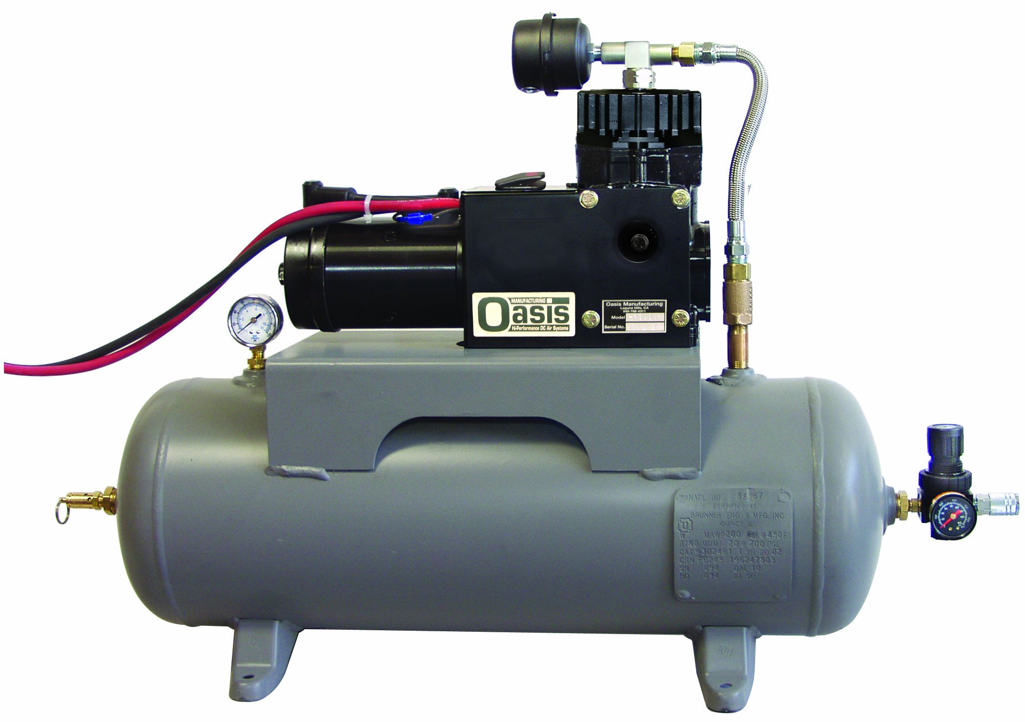 Item # XDT10-3000-12, Tank-Mounted Air Compressor On Oasis Manufacturing